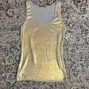 Elie Tahari gold foil Gray ribbed Tank Top